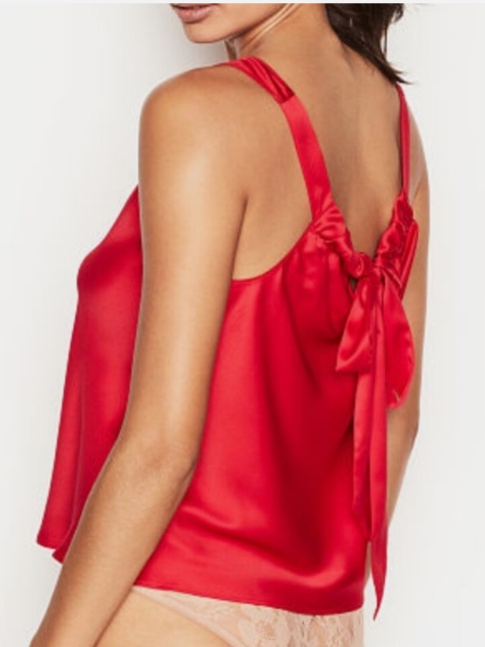 Victoria's Secret Red Satin Sleep Tank with Bow